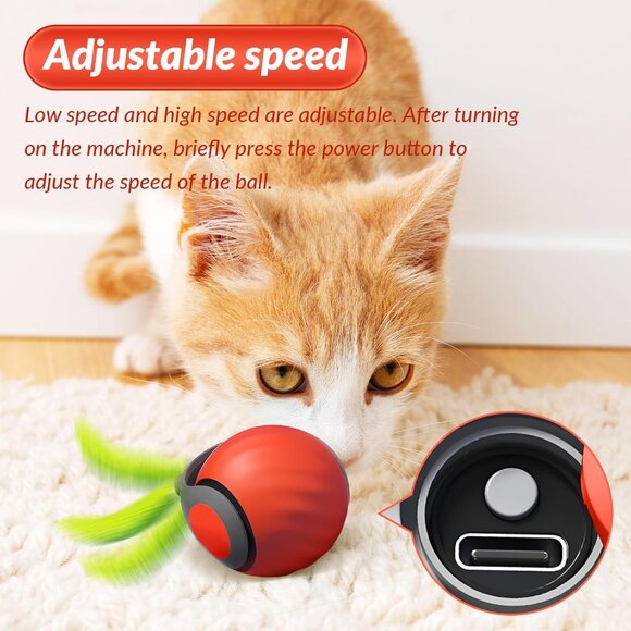 Speedy Tail 2.0 Interactive Cat Toy, 2025 Smart Rolling Ball for Pets, Automatic - Picture 2 of 7